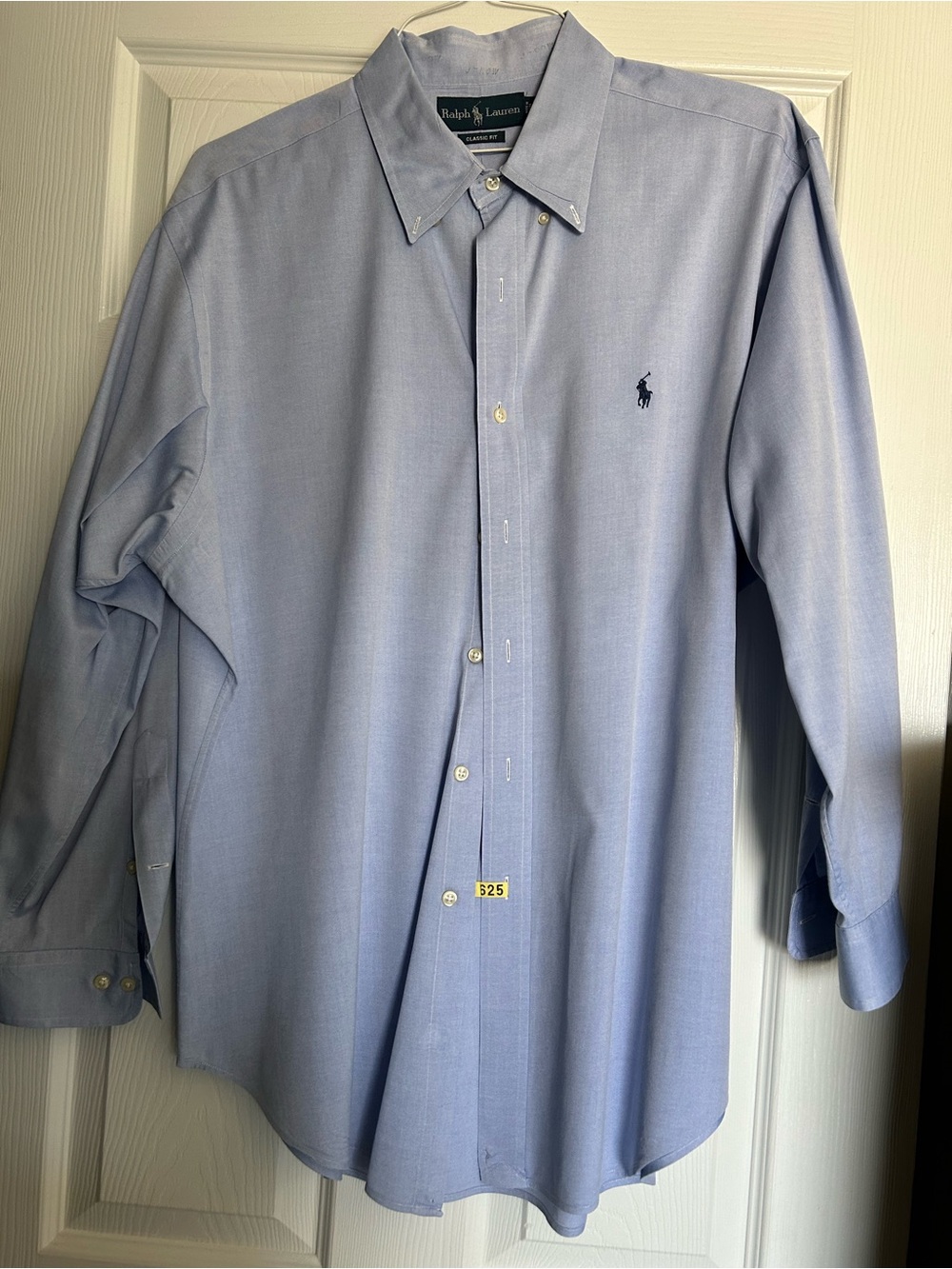 Ralph Lauren Light Blue Button-Front Dress Shirt with Navy Pony